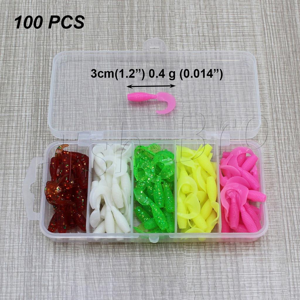 100 PCS 3 cm Soft Fishing Lure Kit with Case Swimbait for Bass Crappie Trout - Image 1