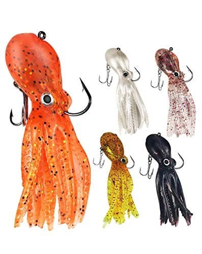 Octopus Swimbait Soft Fishing Lure with Skirt Tail, Lingcod Rockfish Jigs for  - Image 1
