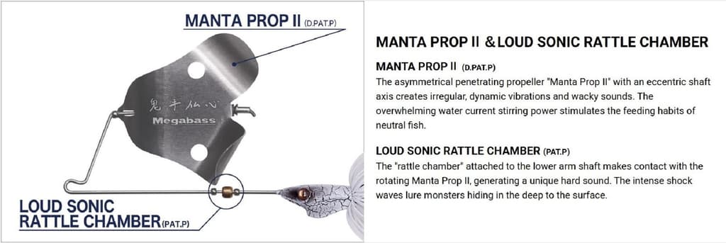 Megabass Jamaica Boa 1/2 oz Buzzbait Sinking Lure White Python (4200) - Image 4