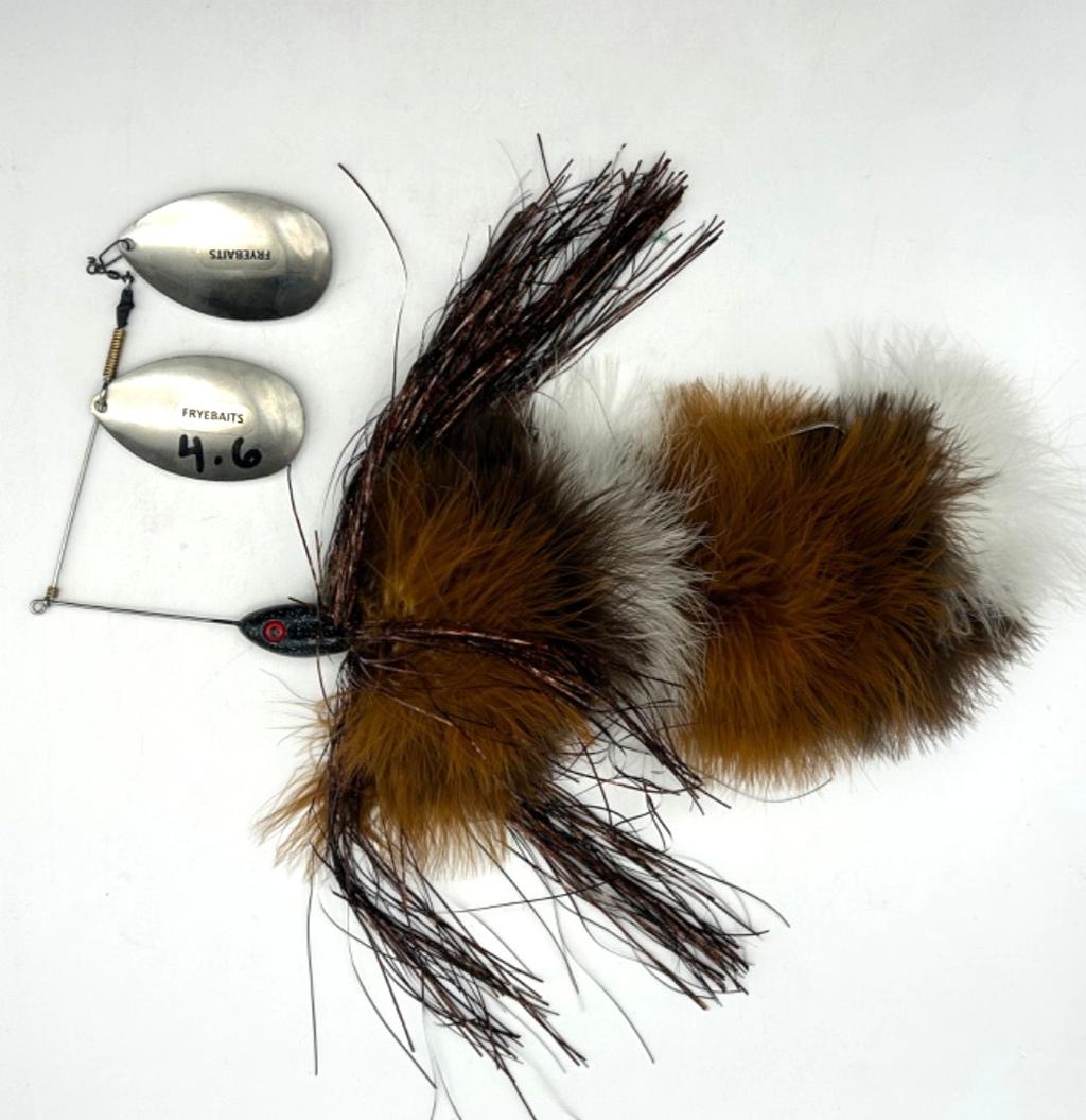 FryeBaits Custom Muskie Spinnerbait 4.6oz Double Nickel Bucktail Marabou - Image 2