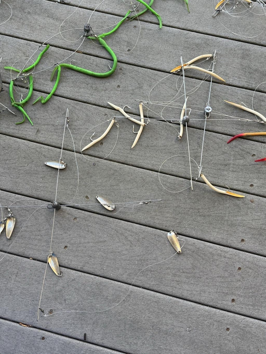 9 Umbrella Rig Trolling Lure Lot Striped Bass Fishing + Replacement Tubes - Image 3