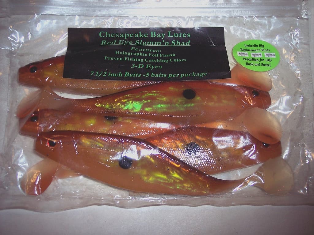 Chesapeake Bay Lure Red Eye Shad 7" Baitfish Umbrella Rig Striper Muskie Pike . - Image 1