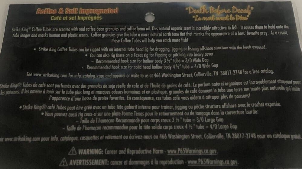 Strike King CT2.75-278 Soft Plastic 2.75 Inch FAT Coffee TUBE-1ea 9pk-NEW-SHIP24 - Image 5