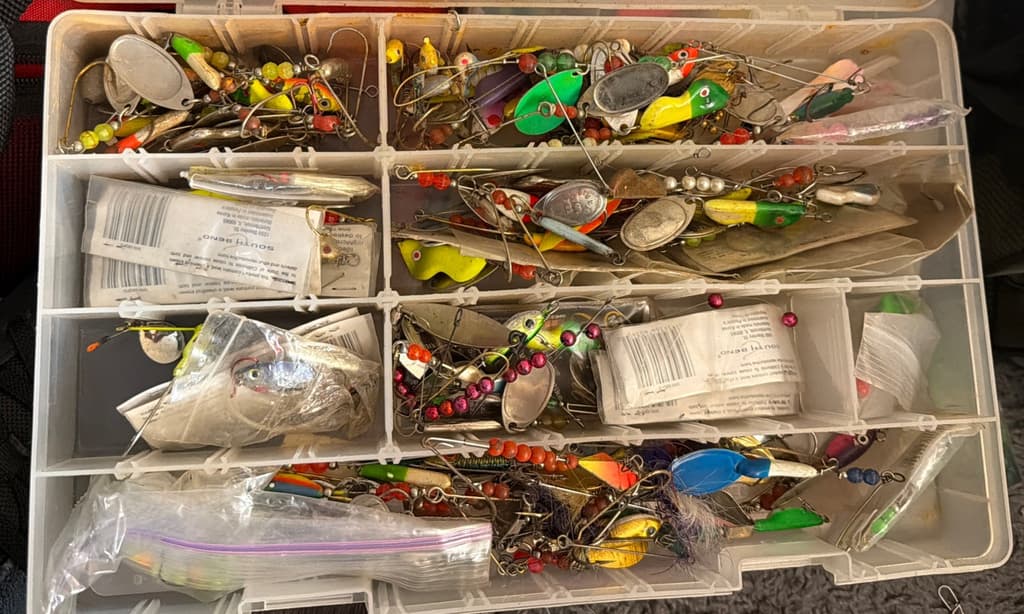 Large Walleye Tackle Box (6 Boxes, Plus 1 Small Empty). Rapala, Michigan Stinger - Image 10