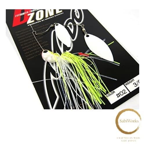 New Evergreen Spinnerbait D-Zone Double Willow Leaf 1/2oz White Chart #02 - Image 1