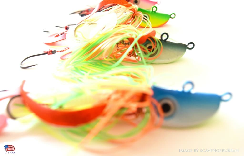  4 NEW 1 1/2 Oz. BEARDED BUZZBAIT BUCKTAIL JIGS FOR FLOUNDER FLUKE BASS - Image 4