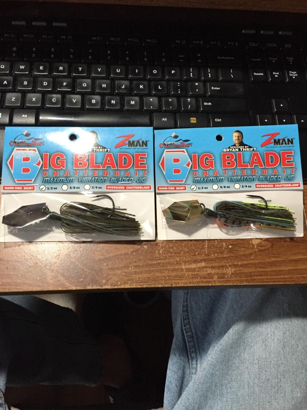 LOT OF 2 Z MAN BIG BLADE CHATTERBAIT 1/2OZ BLADED JIGS NIPS (2COLORS) - Image 1