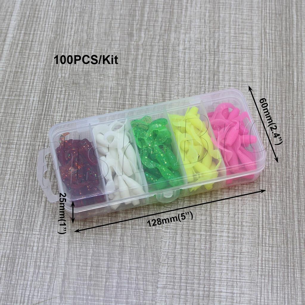 100 PCS 3 cm Soft Fishing Lure Kit with Case Swimbait for Bass Crappie Trout - Image 3