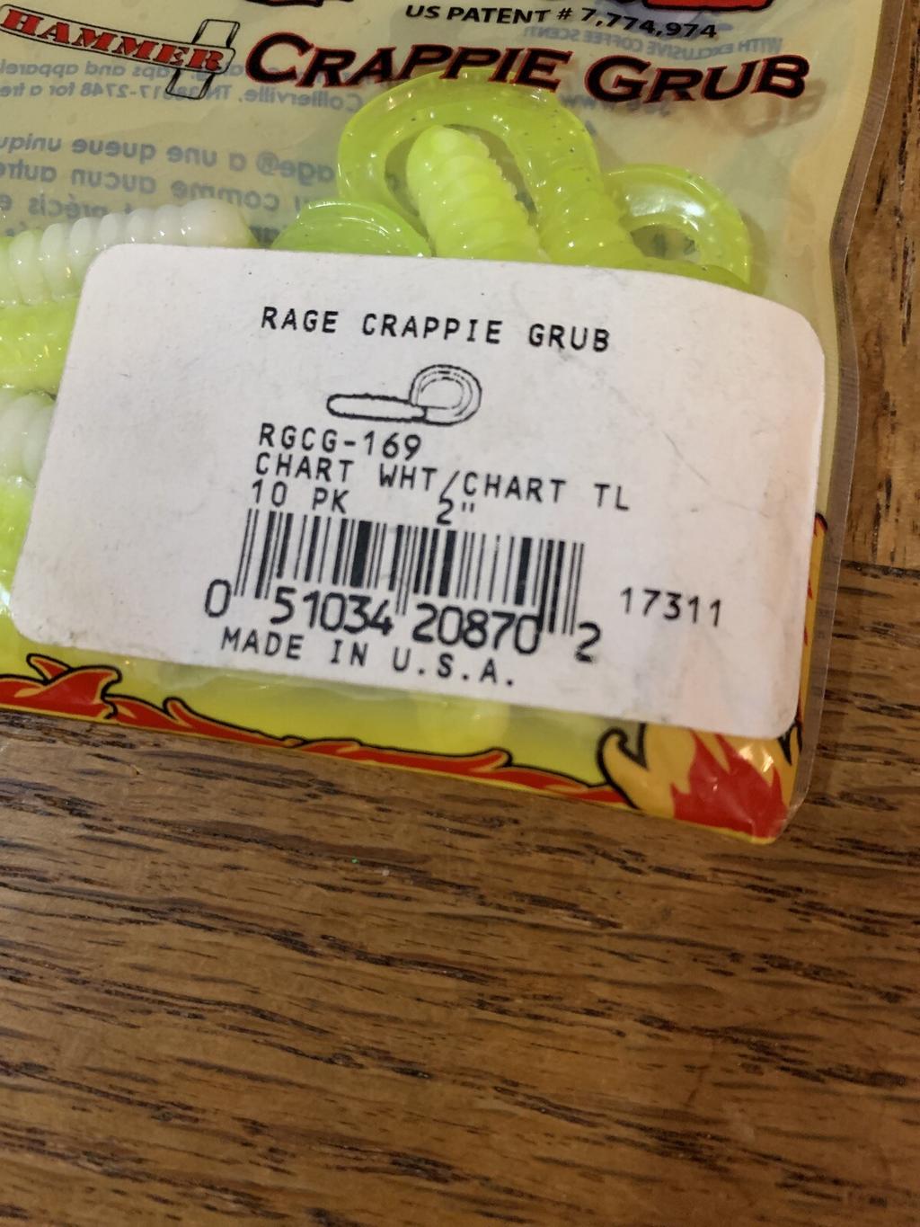Strike King Rage Tail Rage Crappie Grub Chartreuse White - Image 2