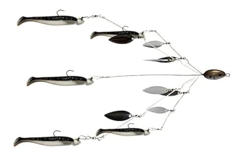 Fully Rigged 5 Arms 8 Bladed Umbrella Rig Bass Lure W/Swim Baits and Jig Heads  - Image 2