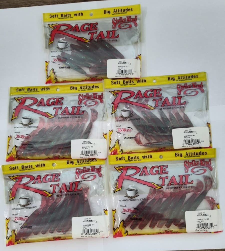 (LOT OF 5) 9 Per Pk STRIKE KING RAGE NED CUT-R WORM 3" RGNCUT-R Red Bug - Image 1