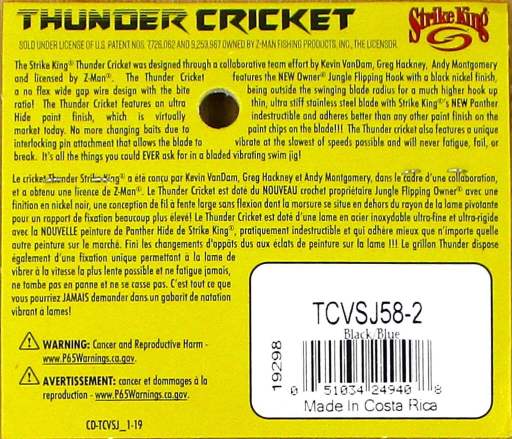 (12) Strike King 5/8 Oz Thunder Cricket Bladed Vibrating Jigs Black Blue New - Image 4