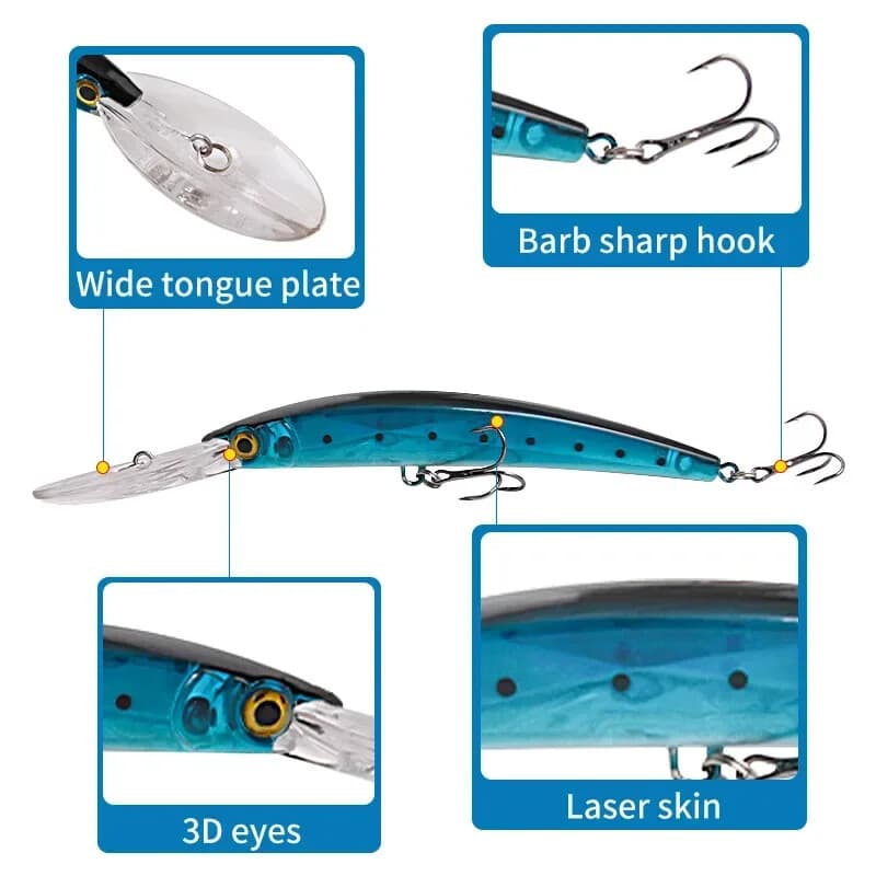 6PCS Big Fishing Lure Minnow 17cm 23g Wobblers Deep Artificial Swimbait Trolling - Image 2