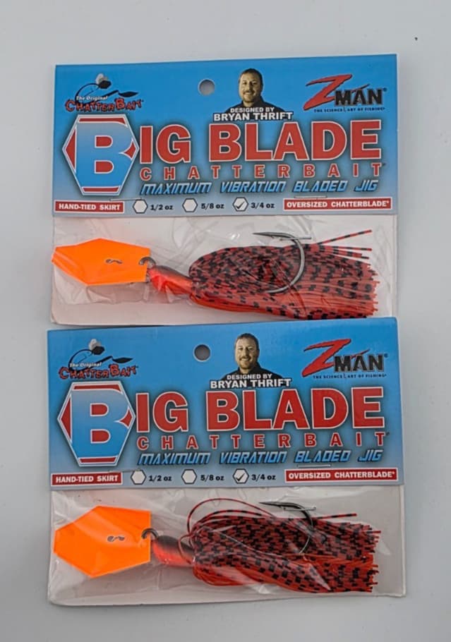 (2) Z-Man Big Blade 3/4 oz Chatterbait Fishing Lure Lot of 2 - Fire Craw - Image 1