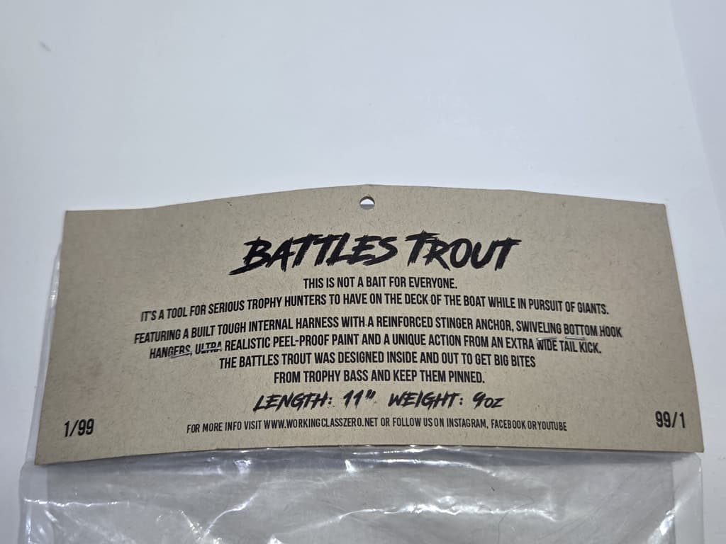 Working Class Zero RARE 11” Battles trout discontinued Swimbait By WCZ - Image 3