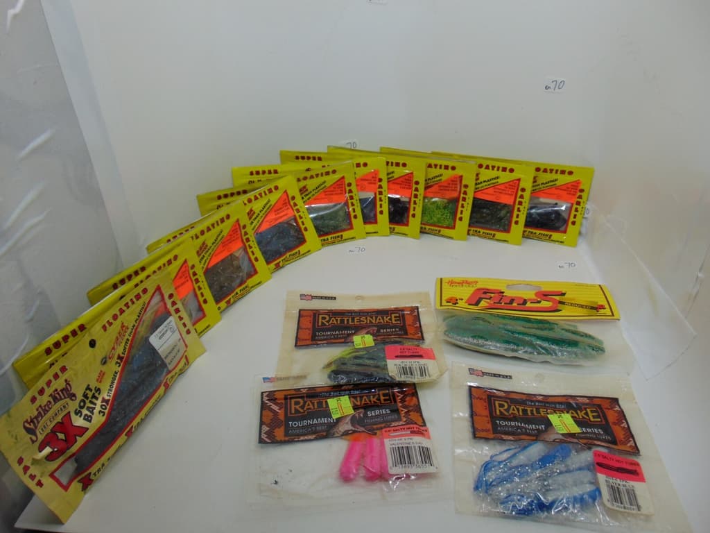 RATTLE SNAKE AND   strike king soft plastic FISHING LURES , LOT OF 14 PACKS - Image 1