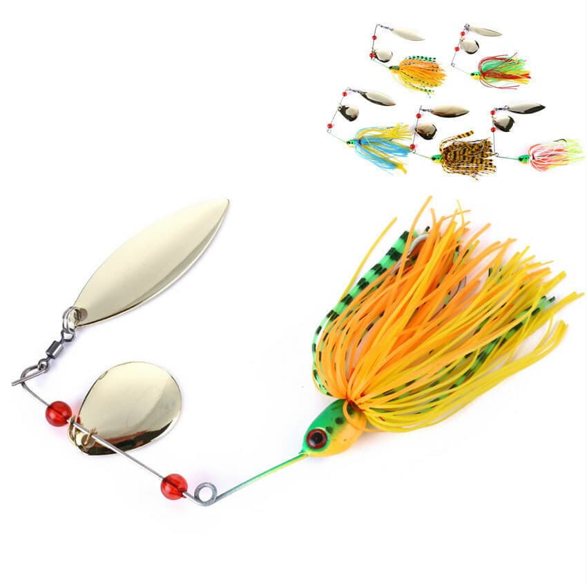 5PCS Chatterbait Blade Spinner Bait with Rubber Skirt Buzzbait Fishing Lures - Image 1