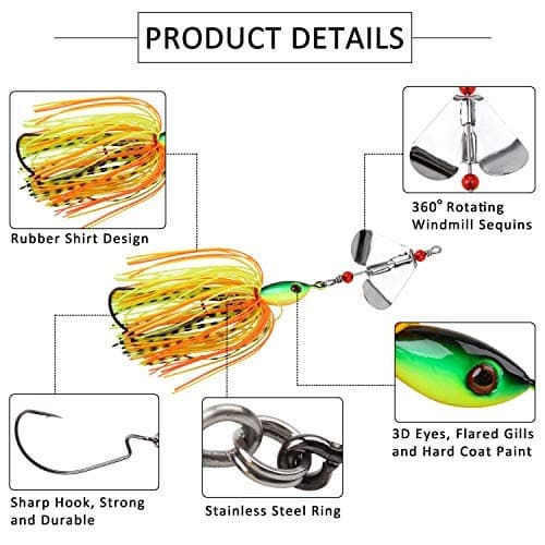 Spinnerbait Bass Fishing Lures Kit,6pcs Spinner Baits Bass Fishing Lures Type A - Image 4