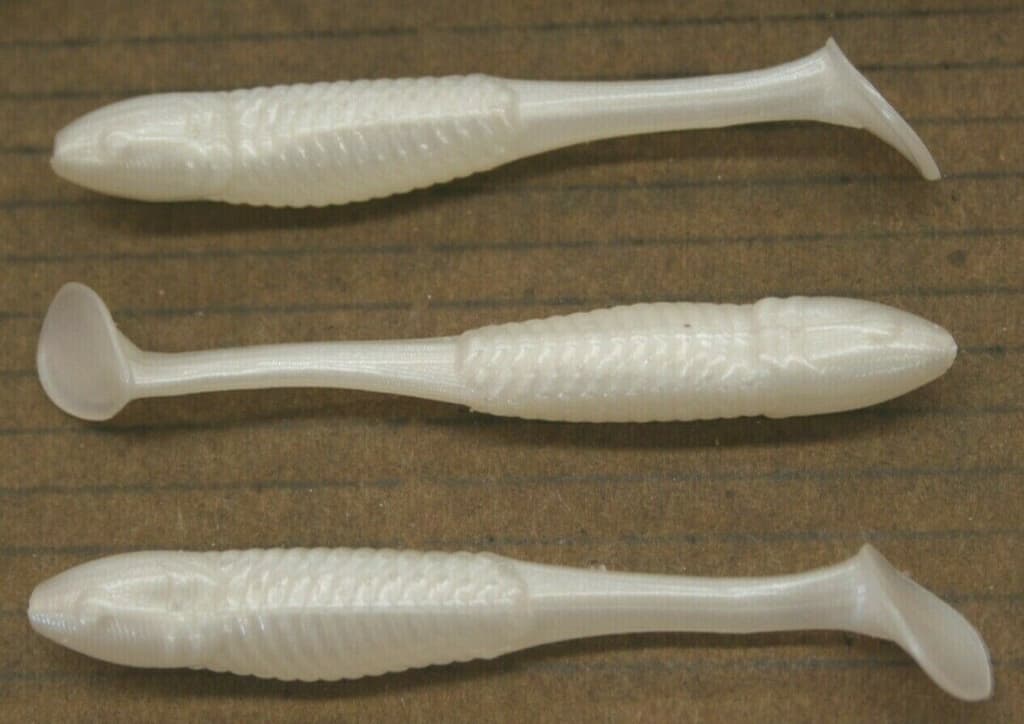 3.5" Swim Minnow Pearl Paddle Tail Bass Swimbait Trailer for A Rig 50 pack  - Image 1