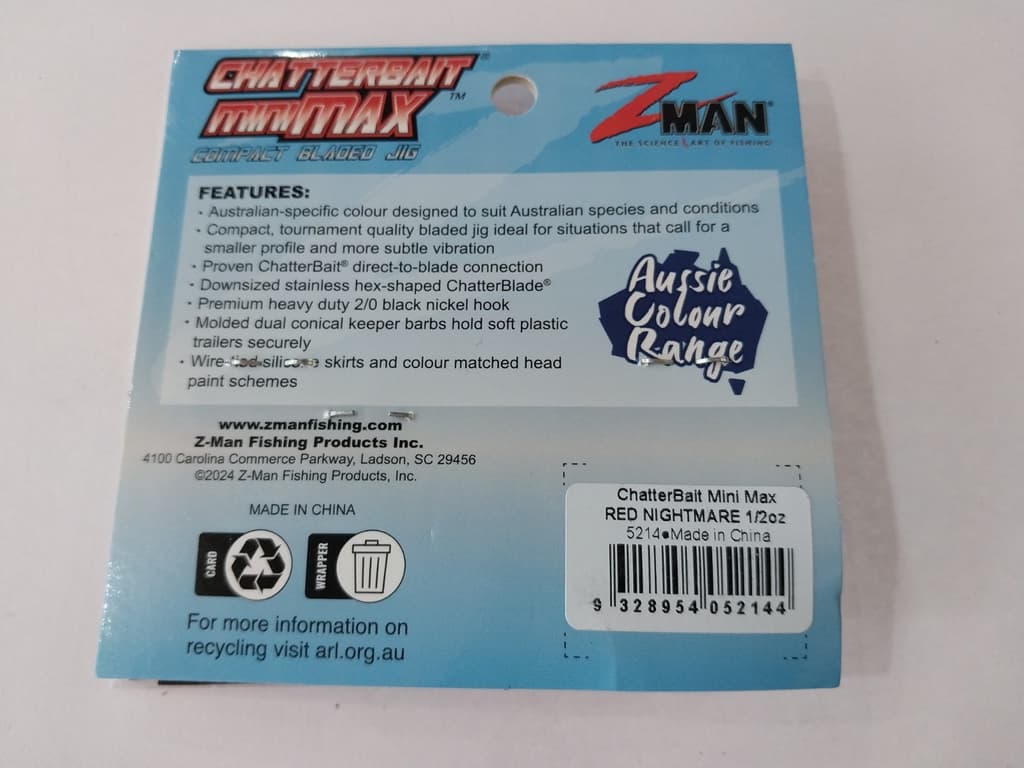 ZMan Chatterbait Mini Max 1/2oz Red Nightmare Fishing Lure - Image 3