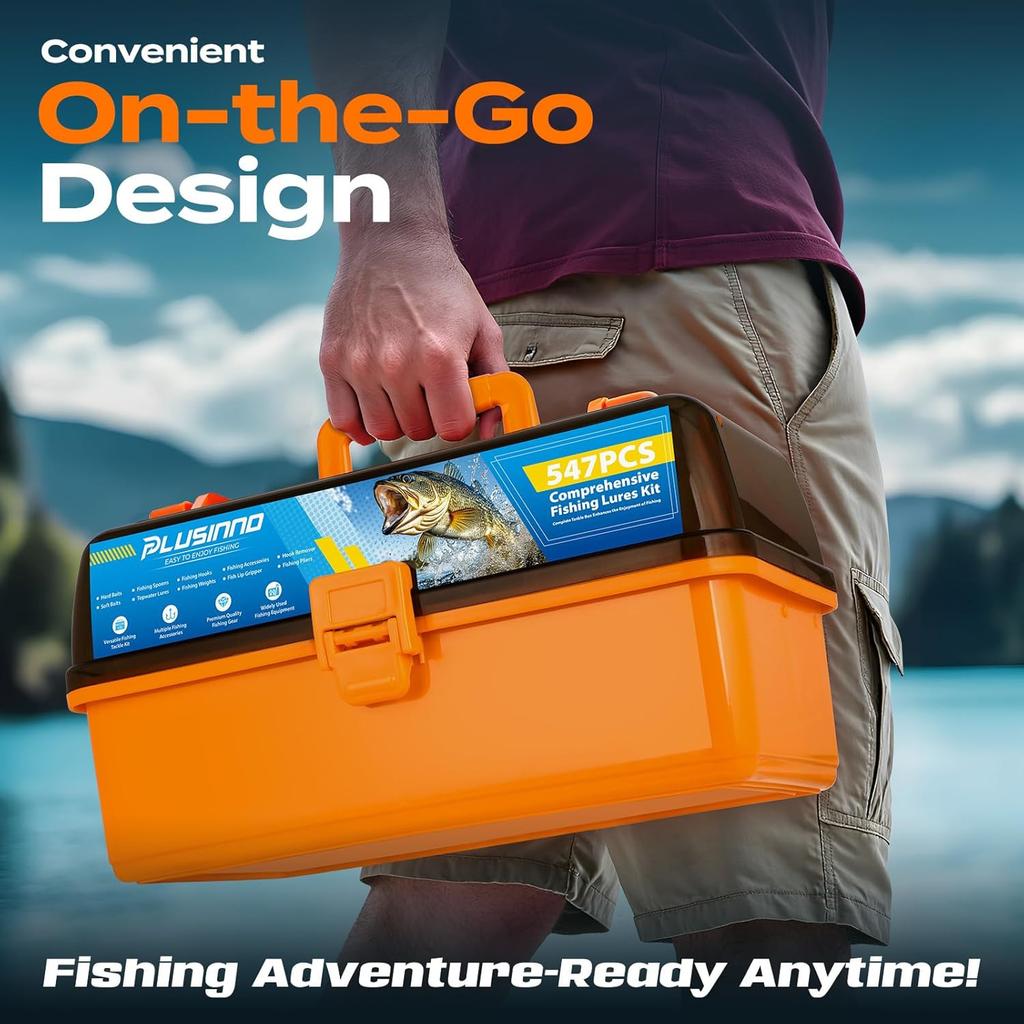 Large 4-Layer Tackle Box with Tackle Included, 547Pcs Fishing Lures Kit - Pliers - Image 2