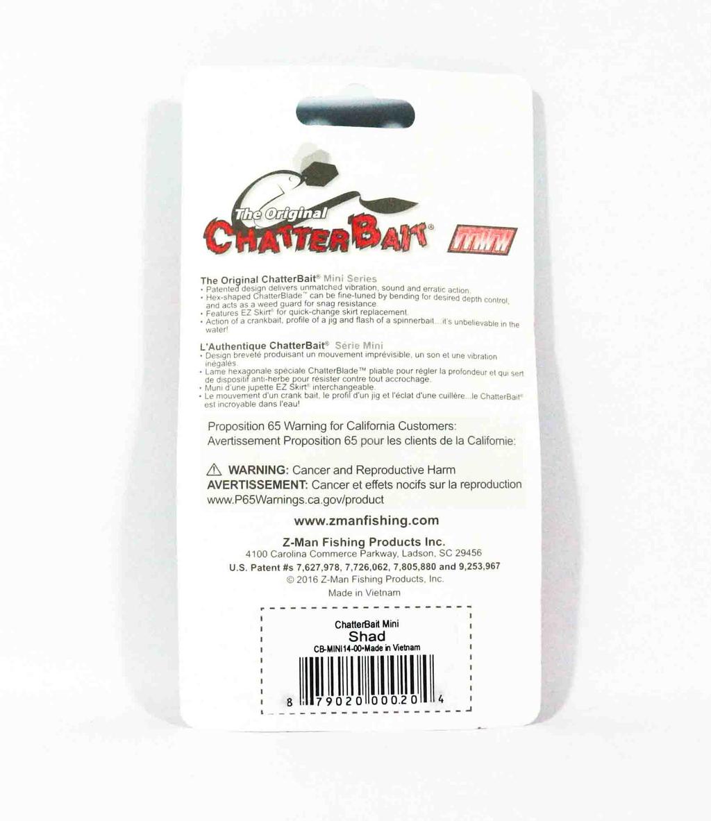 Zman Chatterbait Mini 1/4 oz Sinking Lure Shad Blue Glimmer (0204) - Image 2