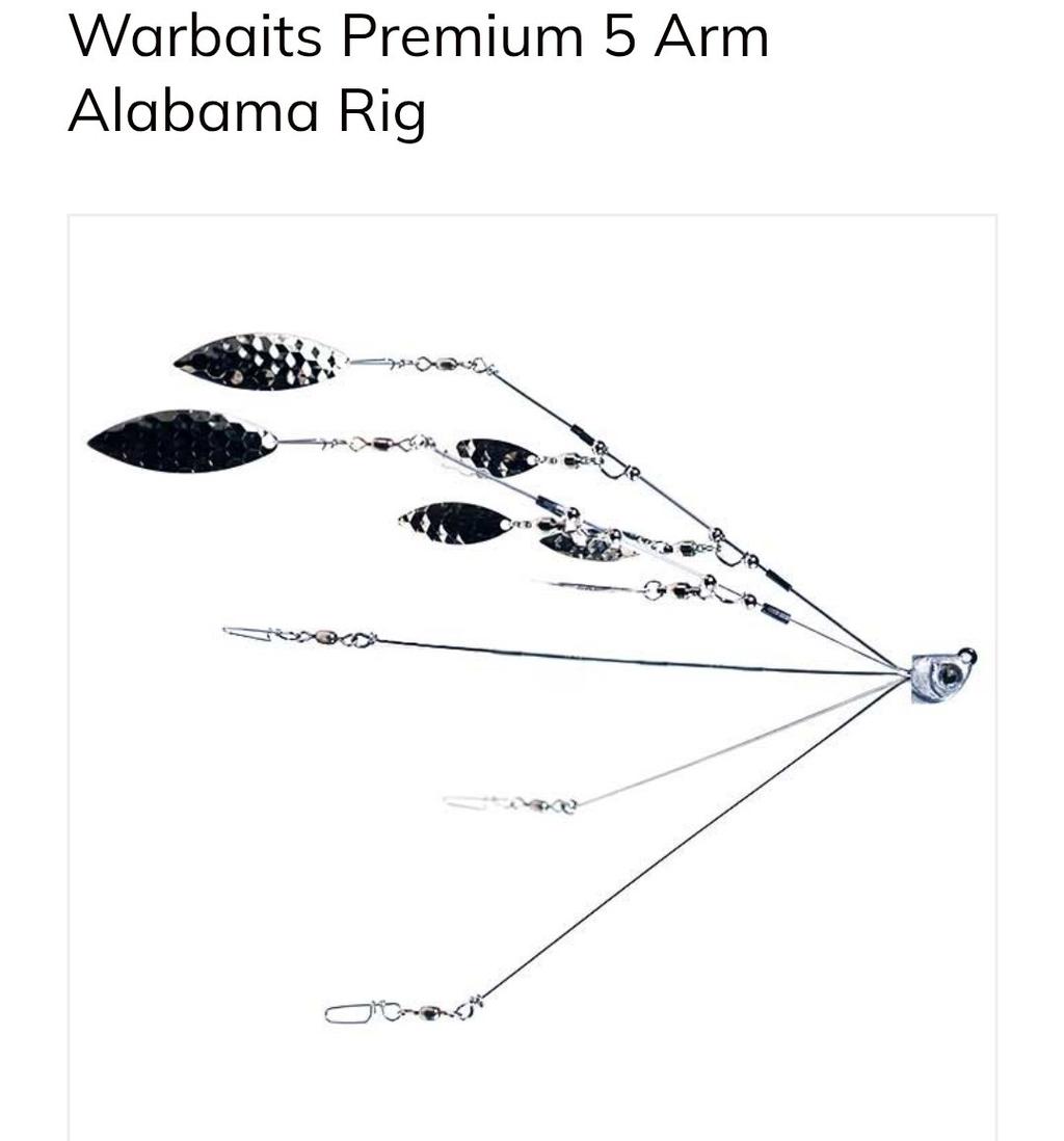 Rare VTG CharkBait Warbaits Premium 5 Arm Alabama Rig Stainless Steel - Image 1