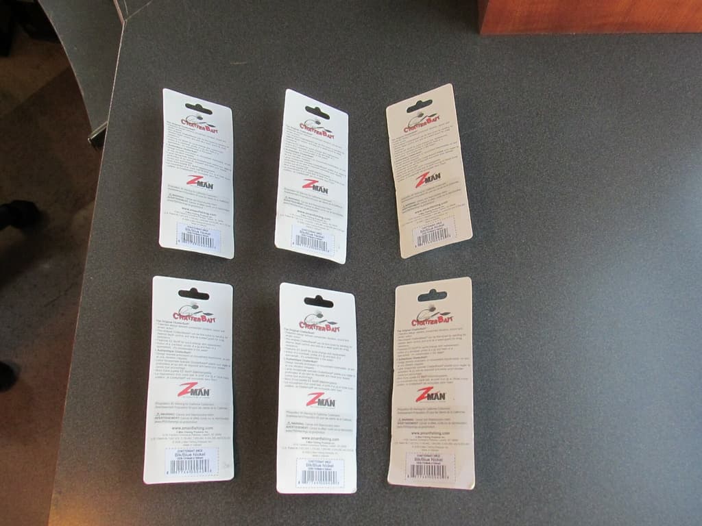 Lot Of 6 Z-MAN Original Chatterbait 3/8 Oz. Black/Blue Nickel New In Package - Image 2