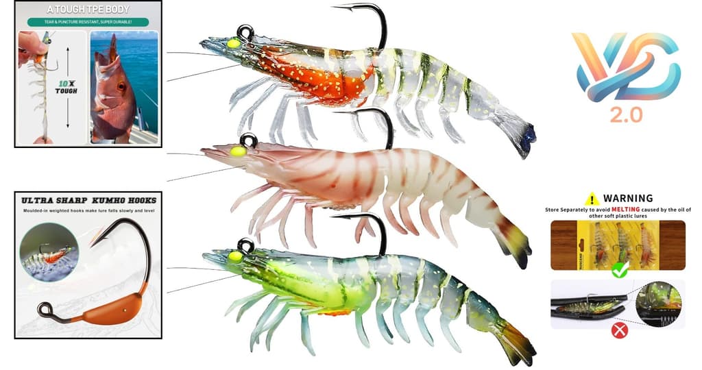 Realistic TPE Bass Lures - 3.5in Shrimp Swimbait for Freshwater & Saltwater - Image 2