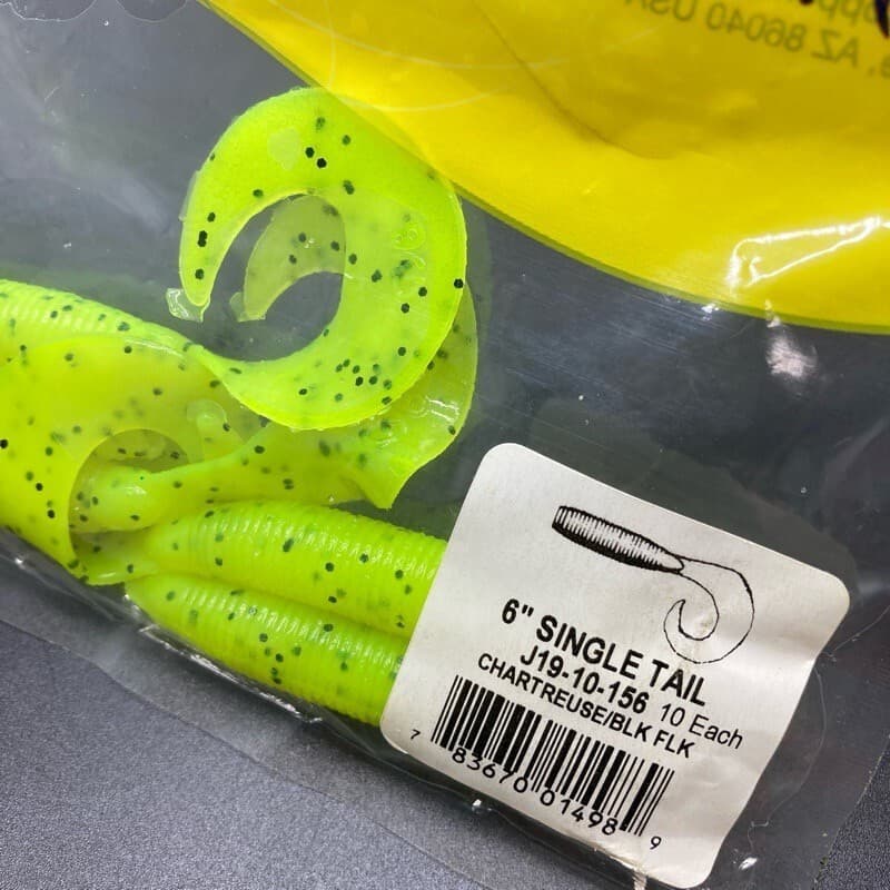 818317 Gary Yamamoto 6 Inch Jumbo Gloves 4 Pieces 156 Chartreuse Black Flk Condi - Image 3