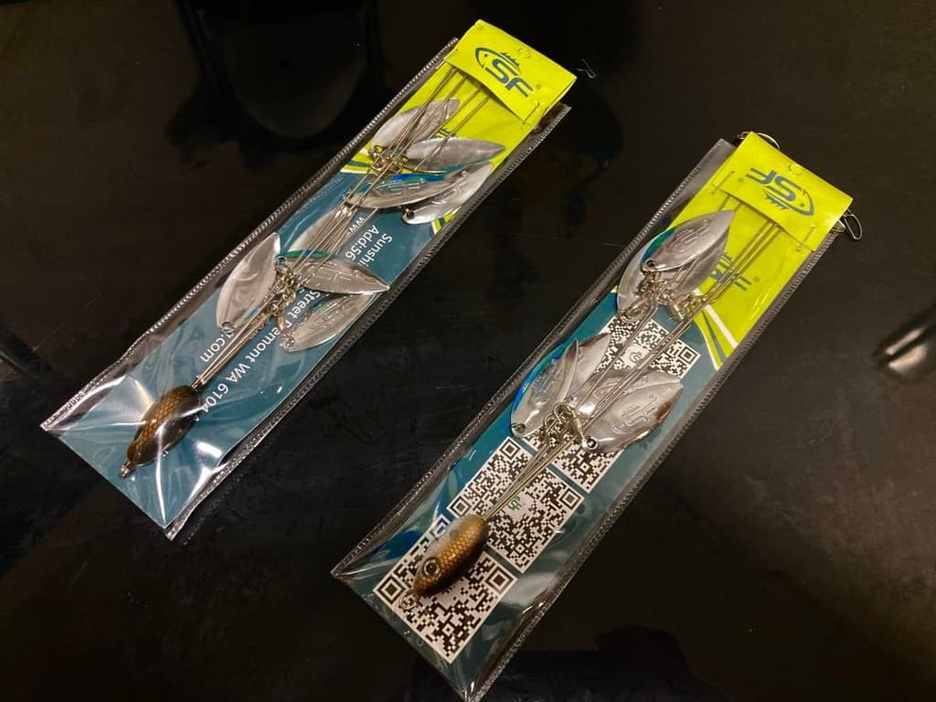 Alabama Rig 2-Piece Set with 8 Spinner Bladees Stealth Jackal Sea Bass - Image 2