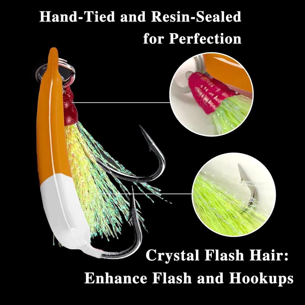 5 Pack Fishing Jig Heads, Swimbait Jigs Pompano Jigs with Teaser Hooks, Surf ... - Image 12