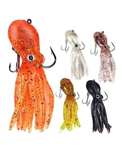 Octopus Swimbait Soft Fishing Lure with Skirt Tail, Lingcod Rockfish Jigs for  - Image 1