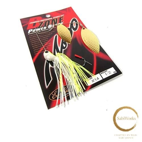 New Evergreen Spinnerbait D-Zone Power Blade Double Willow Leaf 1/2oz White - Image 1