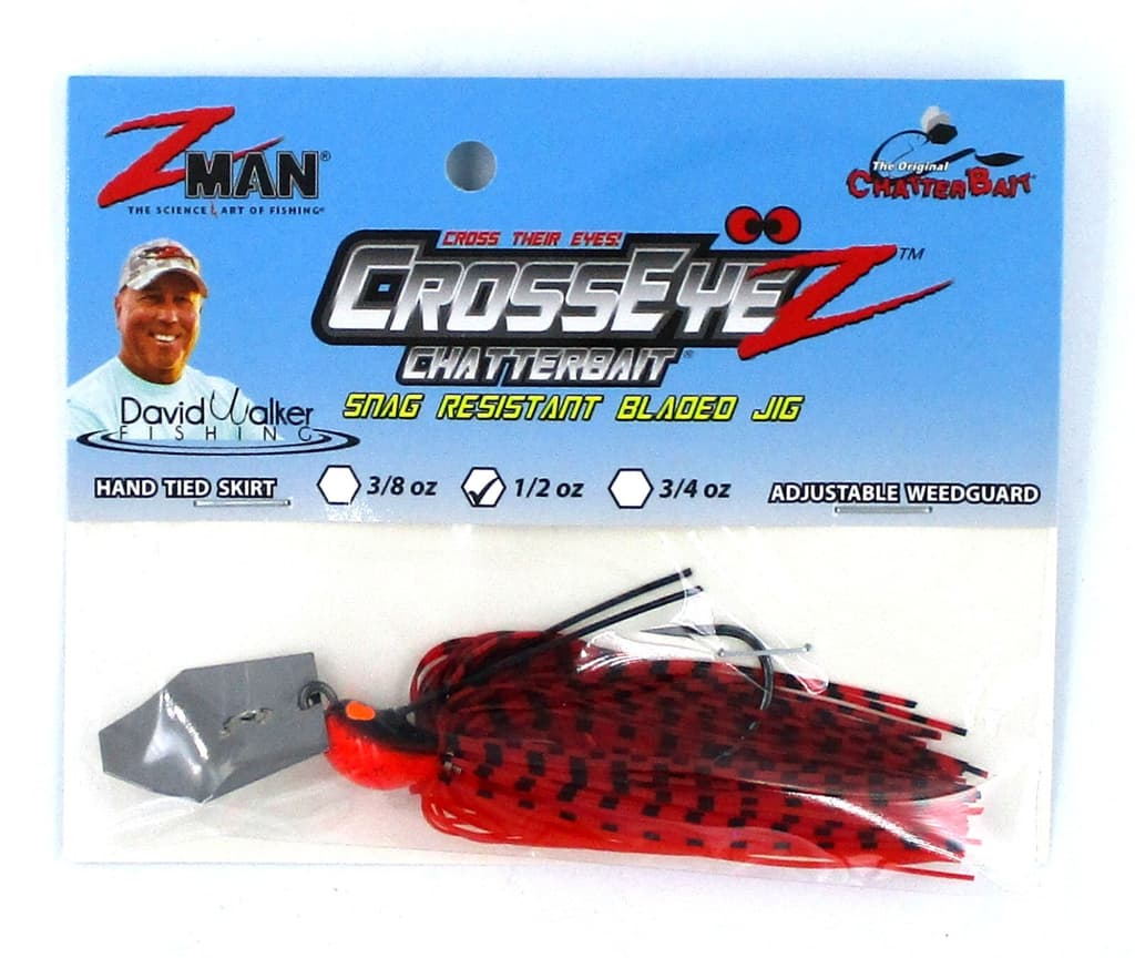 (6) Z-Man 1/2 Oz Crosseyez Chatterbait Fishing Lure Fire Craw CBCE12-07 New - Image 2
