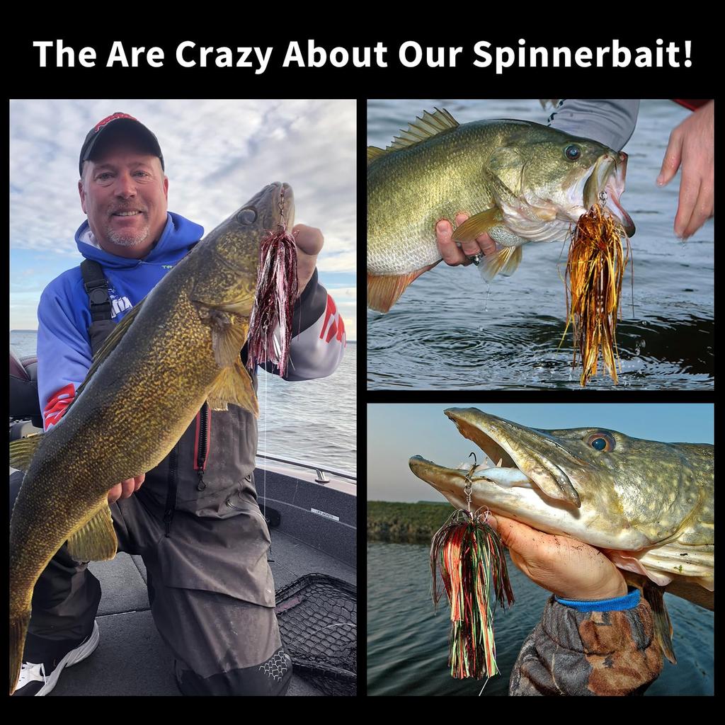 Fishing Spinner 3pcs, Musky Bucktail Spinnerbait with Double Blades for Pike,... - Image 5