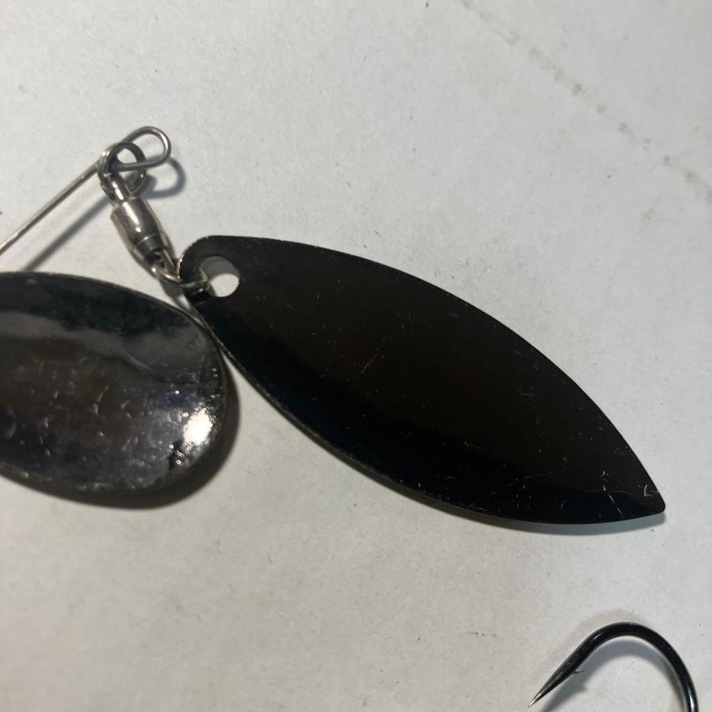 Evergreen D Zone Spinnerbait Double Blade Silver Black Metal Used - Image 10