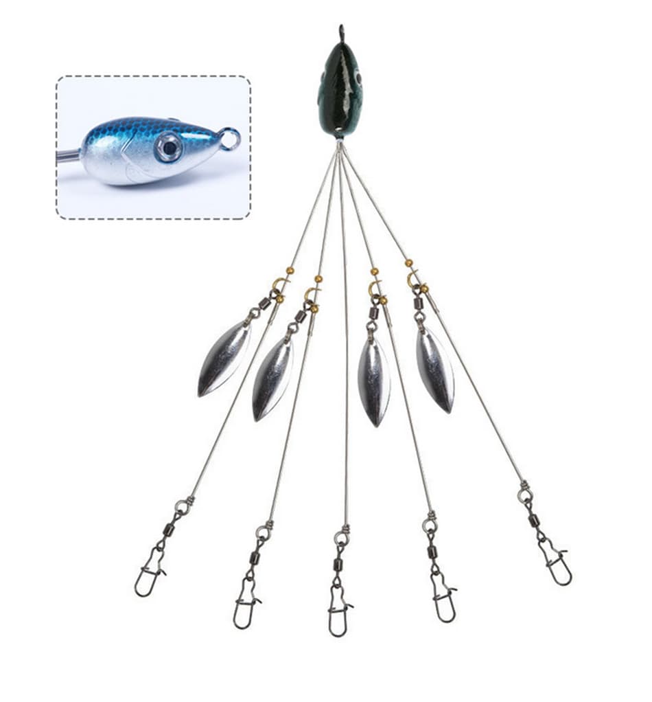 6Pcs Alabama Rig 5 Arms 4 Blades Umbrella Rig Fishing Lures Bait Bass Crappie - Image 14