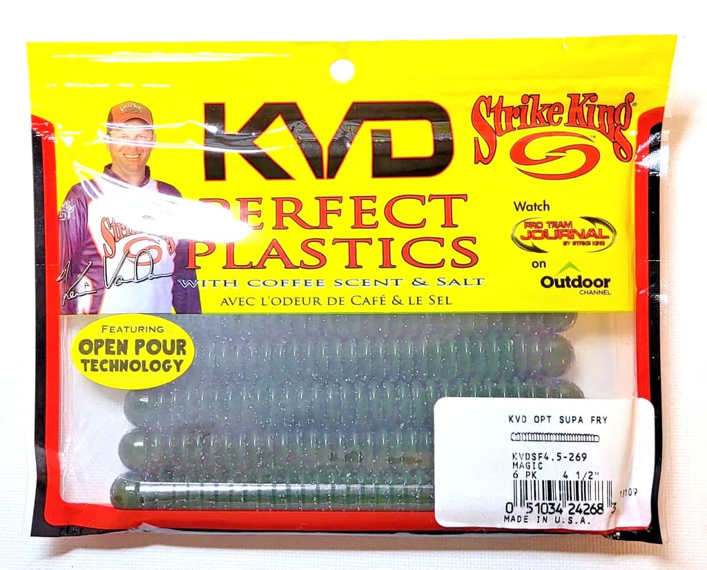 Strike King Perfect Plastic KVD OPT Supa Fry 4.5in 6pk (Double Head Red) - Image 1