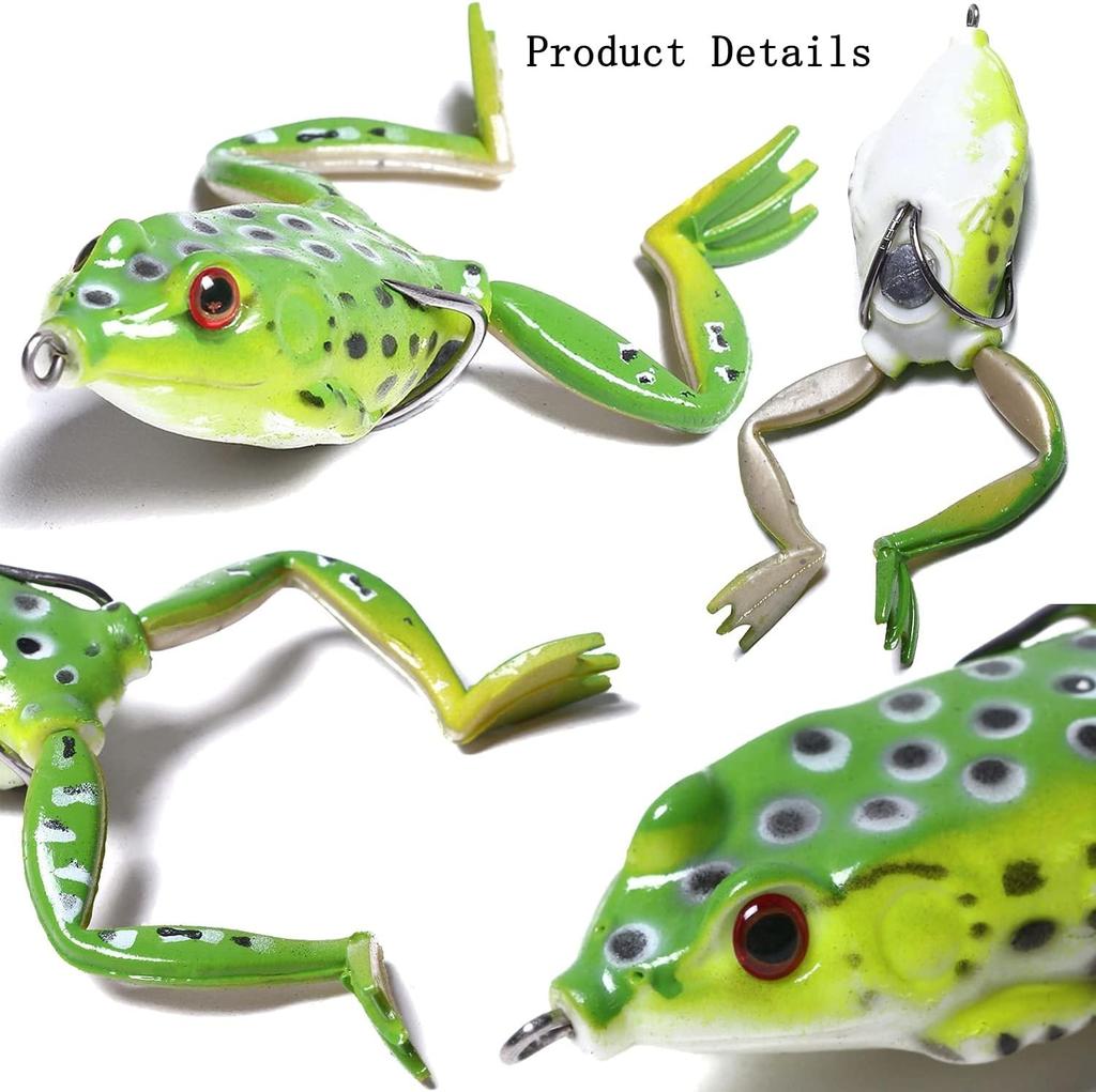 Topwater Frog Lure Set - 5 Realistic Weedless Soft Swimbaits for Bass Fishing - Image 8