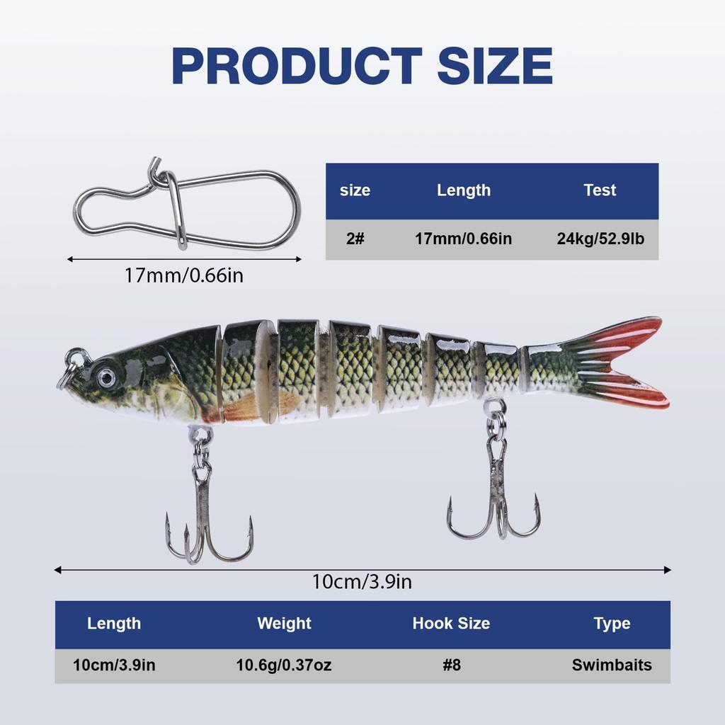 Bass Fishing Lures, Lifelike Jointed Swimbait for Bass Trout Walleye Crappie ... - Image 5