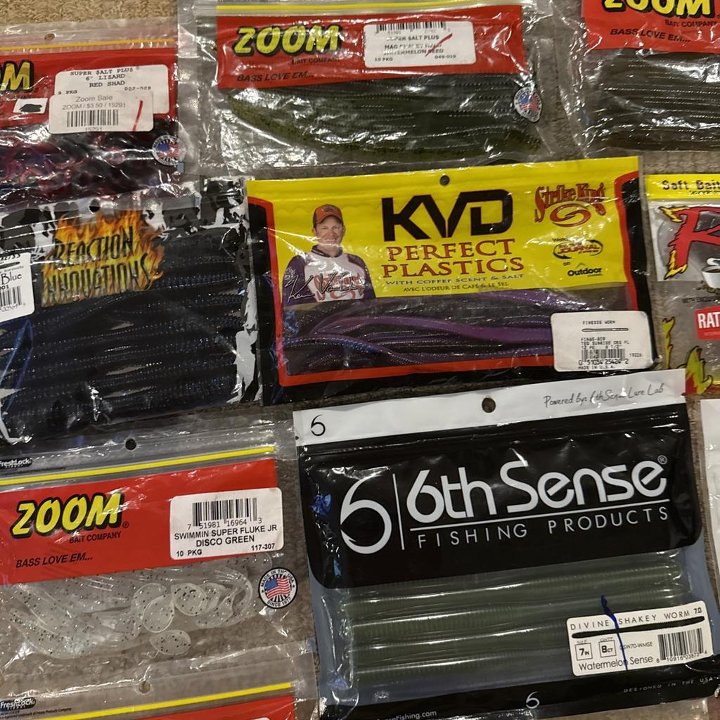 Bass Fishing Soft Plastics Lot (39) Yum Zoom Strike King Keitech 6th Sense - Image 9