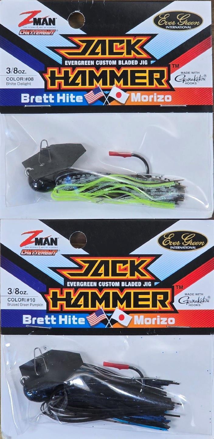 (Ct of 2) Z-Man Evergreen Chatterbait Jack Hammer 3/8 oz Evergreen Custom Blade! - Image 1