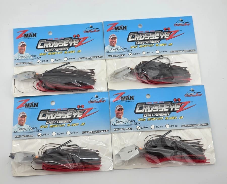 (4) Z-Man Cross Eye 3/8 oz Chatterbait Fishing Lures Lot of 4 -Chili Dog - Image 1
