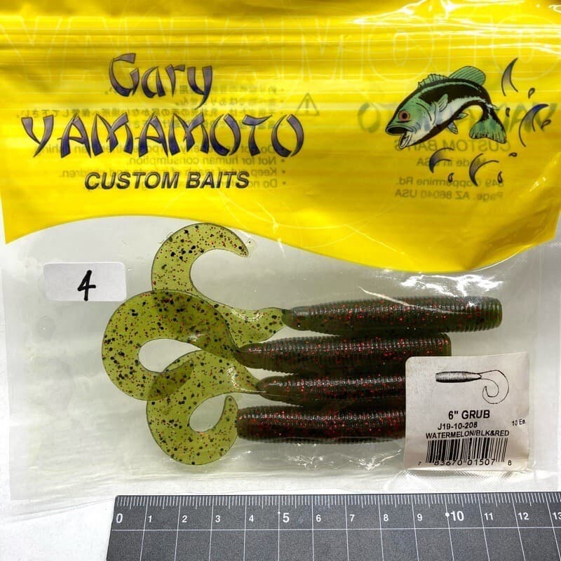 818325 Gary Yamamoto 6 Inch Jumbo Gloves 4 208 Watermelon Black Small Red Flk Co - Image 1