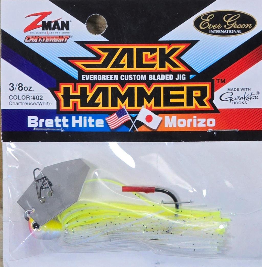 (Ct of 2) Z-Man Evergreen Chatterbait Jack Hammer 3/8 oz Evergreen Custom Blade! - Image 3