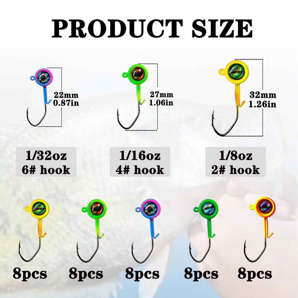 40pcs Crappie Jig Heads 1/32oz Swimbait Fishing Hooks for Bass - Image 5