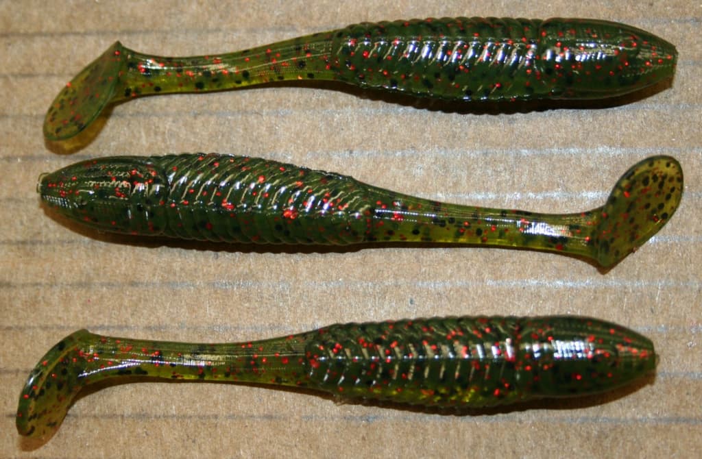 3.5" Swim Minnow Watermelon Red Paddle Tail Swimbait Trailer for A Rig 50 pack - Image 1
