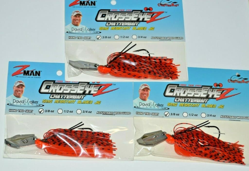 3 lures zman z-man crosseyez chatterbait 3/8oz snag resist bladed jigs fire craw - Image 1
