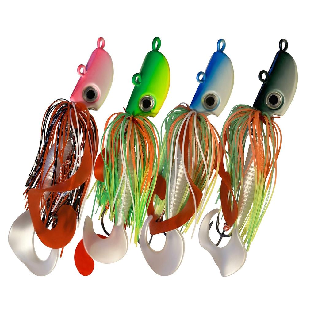 4 New Bearded Buzzbait Bucktail Saltwater Jigs Flounder, Fluke, Bass, Bluefis... - Image 1